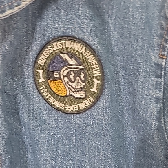 NWOT PULL&BEAR "Lost Stories" Motorcyle Biker Lined Denim Shirt Jacket - Picture 6 of 10